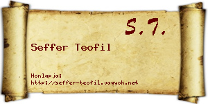 Seffer Teofil névjegykártya
